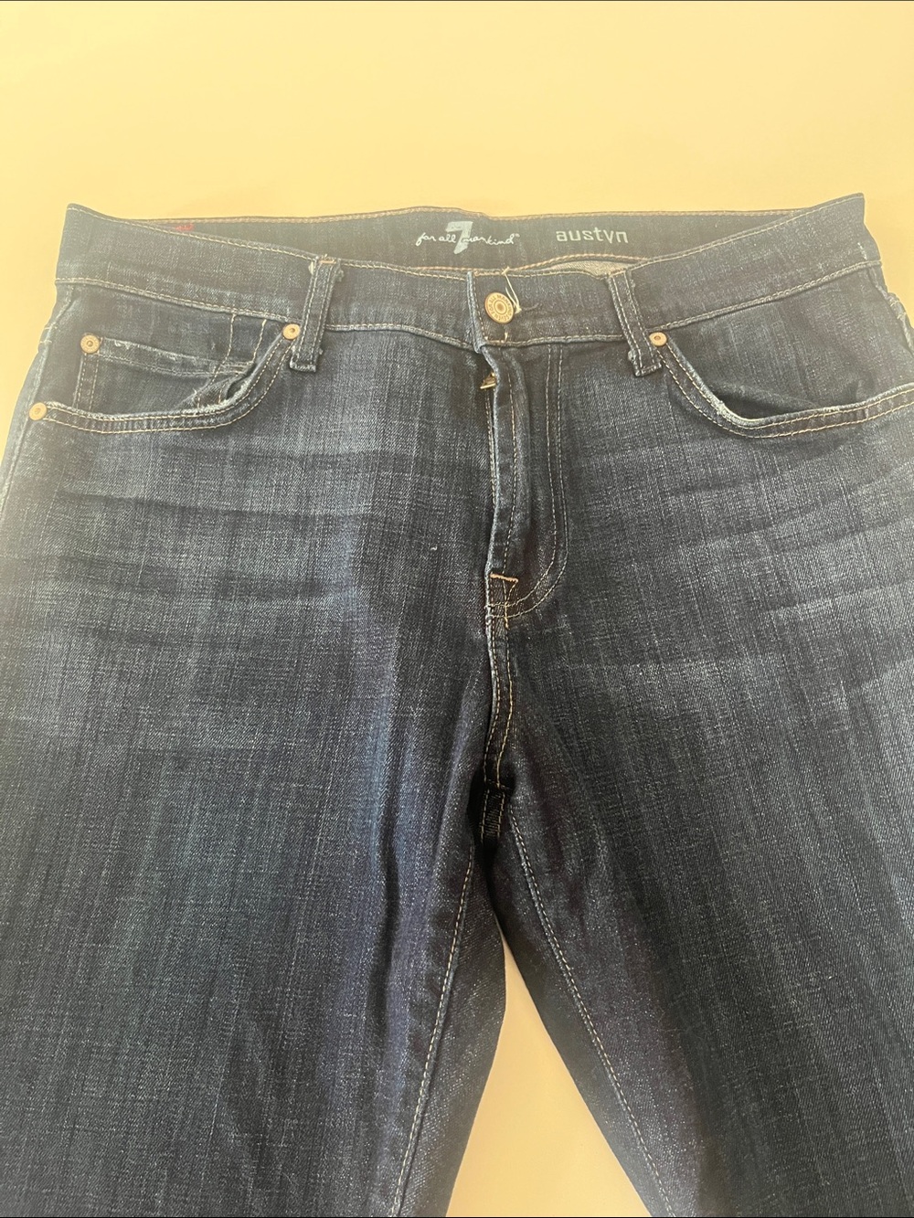 7 For All Mankind Men's Dark Blue Slim Straight Jeans